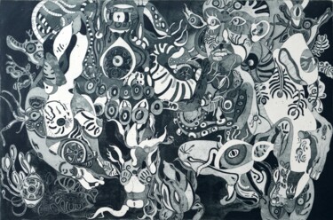 Gravures & estampes intitulée "le regard interieur…" par Butty Magali, Œuvre d'art originale