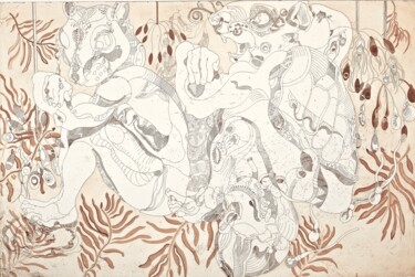 Gravures & estampes intitulée "Grignoter la carapa…" par Butty Magali, Œuvre d'art originale