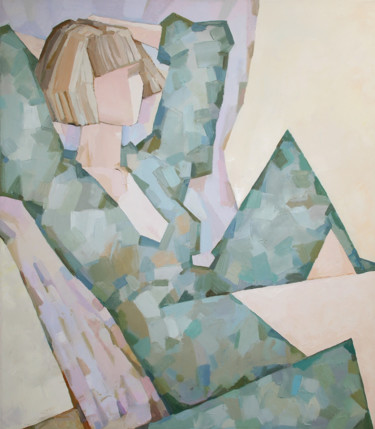 Картина под названием "Девушка в зеленом" - Elena Butuzova, Подлинное произведение искусства, Масло