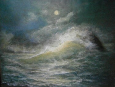 Peinture intitulée "Морской прибой" par Liubov Bukharova, Œuvre d'art originale, Huile Monté sur Carton