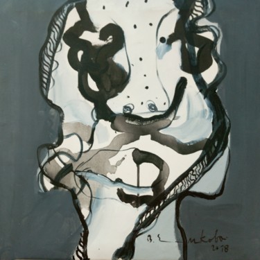 Painting titled "Portrait anonyme" by Bouvy Enkobo, Original Artwork, Acrylic
