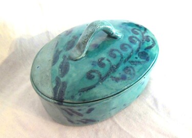 Diseño titulada "terrine turquoise" por Barbara Widmer Taylor, Obra de arte original, Arte de mesa