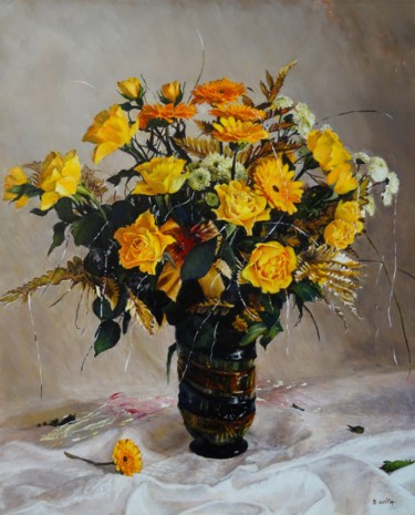 Peinture intitulée "bouquet-de-fête" par Brigitte With (B.WITH), Œuvre d'art originale, Huile