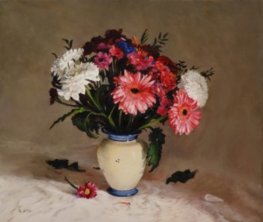 Pintura intitulada "le-bouquet-d'Aline-" por Brigitte With (B.WITH), Obras de arte originais, Óleo