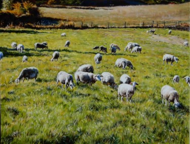 Peinture intitulée "Pastorale en Lozère…" par Brigitte With (B.WITH), Œuvre d'art originale, Huile