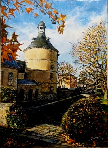 Schilderij getiteld "le donjon de Ste Ge…" door Brigitte With (B.WITH), Origineel Kunstwerk, Olie Gemonteerd op Frame voor h…