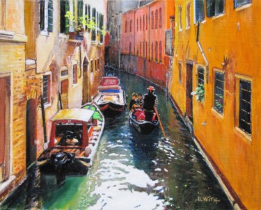 Painting titled "Petit-canal-de-Veni…" by Brigitte With (B.WITH), Original Artwork, Oil