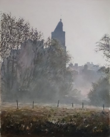 Painting titled "Dol-brouillard-sur-…" by Brigitte With (B.WITH), Original Artwork, Oil Mounted on Wood Stretcher frame