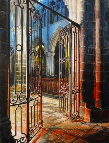 Pintura titulada "-Cathedrale-de-Dol,…" por Brigitte With (B.WITH), Obra de arte original, Oleo