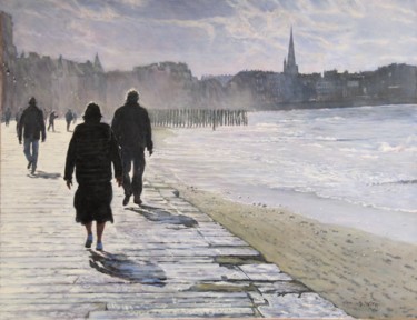Картина под названием "Promenade-sur-la-di…" - Brigitte With (B.WITH), Подлинное произведение искусства, Масло