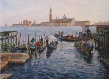Peinture intitulée "Venise l'ile de San…" par Brigitte With (B.WITH), Œuvre d'art originale, Huile