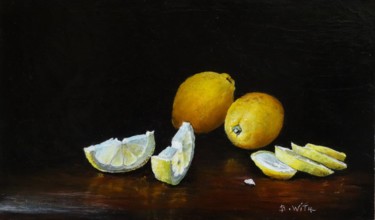 Peinture intitulée "les-citrons-3m-27x1…" par Brigitte With (B.WITH), Œuvre d'art originale, Huile