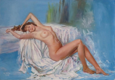 Painting titled "Femme lascive" by Brigitte With (B.WITH), Original Artwork, Oil