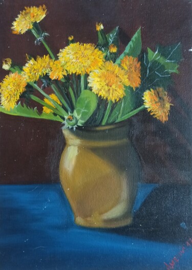 Painting titled "Dandelions" by By Tata, Original Artwork, Oil