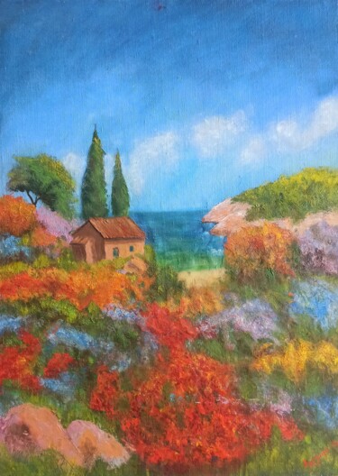 Painting titled ""Summer in Crimea"" by By Tata, Original Artwork, Oil