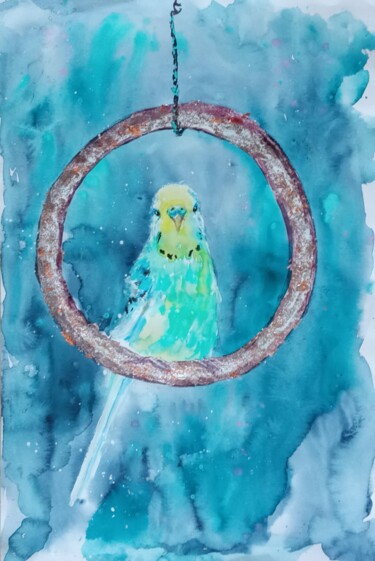 Tekening getiteld "Parrot" door By Tata, Origineel Kunstwerk, Aquarel