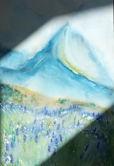 Tekening getiteld "Lavender field" door By Tata, Origineel Kunstwerk, Aquarel