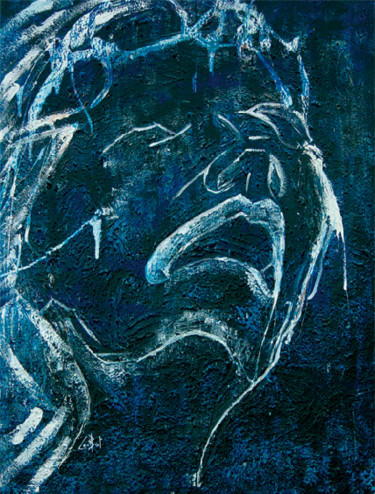 Pittura intitolato "Emotion bleue" da Byam Le Bot, Opera d'arte originale, Acrilico