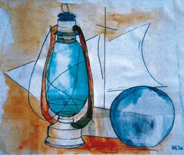 Peinture intitulée "Lumière marine" par Byam Le Bot, Œuvre d'art originale, Encre