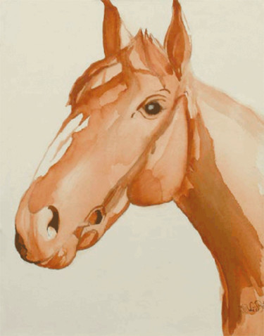 Dessin intitulée "cheval-sanguine" par Byam Le Bot, Œuvre d'art originale, Encre