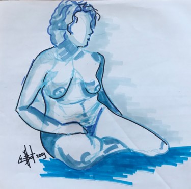 Drawing titled "Louise" by Byam Le Bot, Original Artwork, Marker