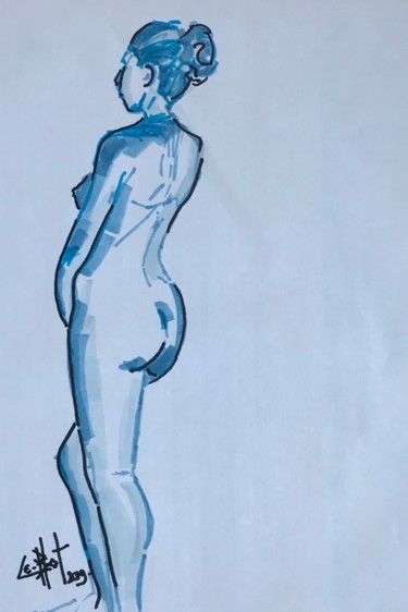 Disegno intitolato "Eva" da Byam Le Bot, Opera d'arte originale, Pennarello