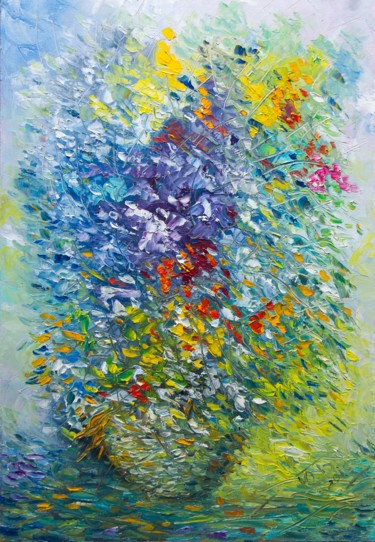 Schilderij getiteld "Цветы" door Iurii Bykov, Origineel Kunstwerk, Olie