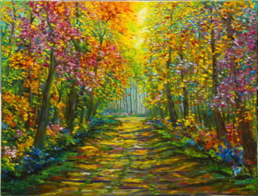 Peinture intitulée "Осенний пейзаж" par Iurii Bykov, Œuvre d'art originale, Huile