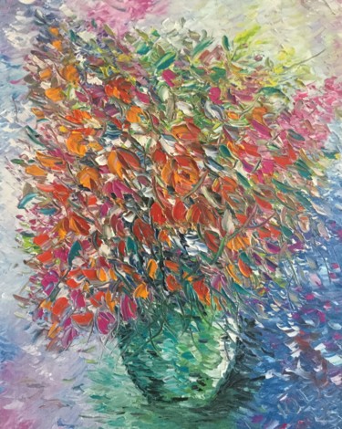 Painting titled "Букет цветов" by Iurii Bykov, Original Artwork, Oil