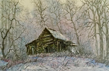 绘画 标题为“Старый дом” 由Юрий Быков, 原创艺术品, 油 安装在木质担架架上
