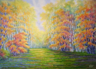 Картина под названием "Осень" - Юрий Быков, Подлинное произведение искусства, Акрил Установлен на Деревянная рама для носилок