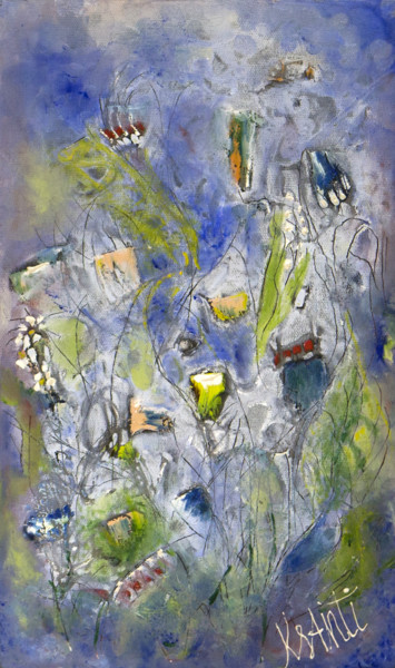 Peinture intitulée "Waltz of flowers" par Ksanti, Œuvre d'art originale, Huile Monté sur Châssis en bois