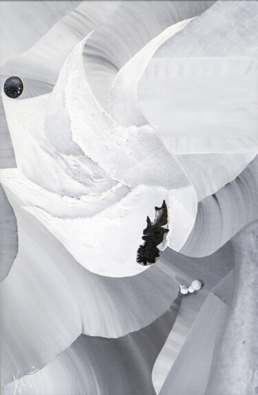 Malarstwo zatytułowany „Lotus head” autorstwa Ksanti, Oryginalna praca, Olej Zamontowany na Karton