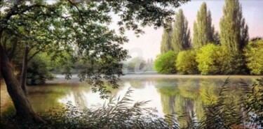 Картина под названием "Осенний Ерик.( парк…" - Bylgakov, Подлинное произведение искусства, Масло