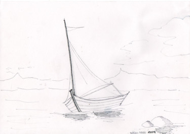 Disegno intitolato "Série barcos 01-05" da Antonio Maria Carneiro Neto, Opera d'arte originale, Inchiostro