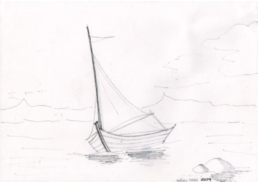 Dibujo titulada "Série barcos 01-05" por Antonio Maria Carneiro Neto, Obra de arte original, Tinta