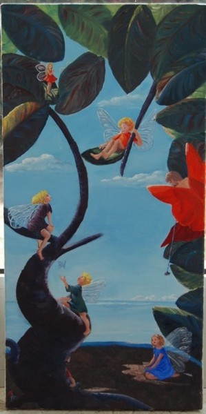 Peinture intitulée "MES PETITS ELFES" par C.Bancel Frangione, Œuvre d'art originale
