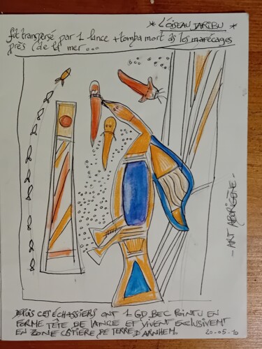Dessin intitulée "Mythologie Aborigène" par C.C (Ta Femme De Ménage ), Œuvre d'art originale, Crayon