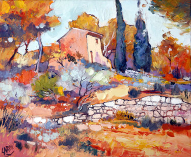 Painting titled "LE CABANON DE CEZAN…" by C Clodius, Original Artwork, Oil