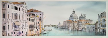 Peinture intitulée "La salute Venise, v…" par C Coquelle, Œuvre d'art originale, Aquarelle