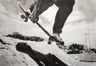Painting titled "Skate No. 9" by Christian Evers, Original Artwork, Ink