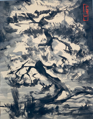 "The Dancing Tree" başlıklı Resim Christian Evers tarafından, Orijinal sanat, Mürekkep Ahşap panel üzerine monte edilmiş