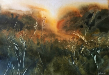 Painting titled "Dawn" by Christian Evers, Original Artwork, Watercolor