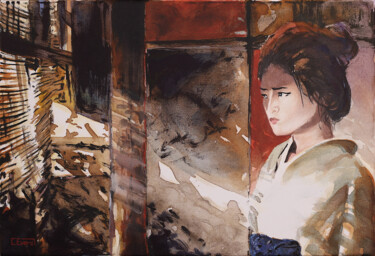 Peinture intitulée "Geisha No. 11 (Trus…" par Christian Evers, Œuvre d'art originale, Encre Monté sur Châssis en bois