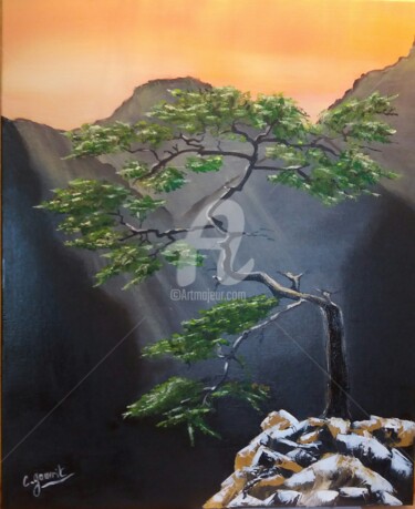 「l'arbre au coucher…」というタイトルの絵画 Catherine Gauvritによって, オリジナルのアートワーク, オイル