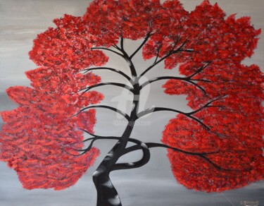 「arbre rouge.jpg」というタイトルの絵画 Catherine Gauvritによって, オリジナルのアートワーク, オイル