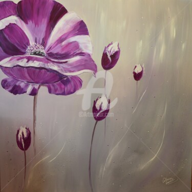 Ζωγραφική με τίτλο "fleur violette.jpg" από Catherine Gauvrit, Αυθεντικά έργα τέχνης, Λάδι
