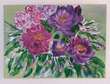 Malerei mit dem Titel "Bouquet de fleurs.j…" von Catherine Gauvrit, Original-Kunstwerk, Öl