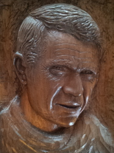 Sculpture titled "Bas relief steve Mc…" by Claude Gros, Original Artwork, Wood