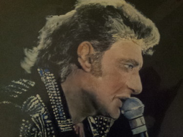 Painting titled "Johnny Hallyday" by Claude Gros, Original Artwork, Gouache